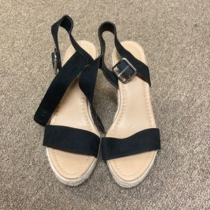 Black and Tan sandal wedges